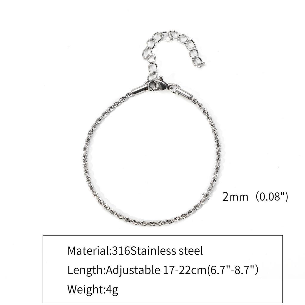 Unisex 18k Gold-Plated Stainless Steel Cuban Necklace/Bracelet, 2-5mm Twisted Chain