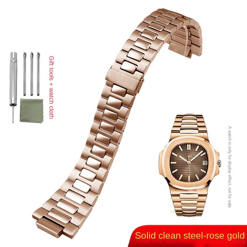 

Высококачественный браслет из нержавеющей стали для часов Patek Philippe Nautilus 5711/5726, выпуклый цельный стальной мужской ремешок, аксессуары 25 мм 25mm розового золота