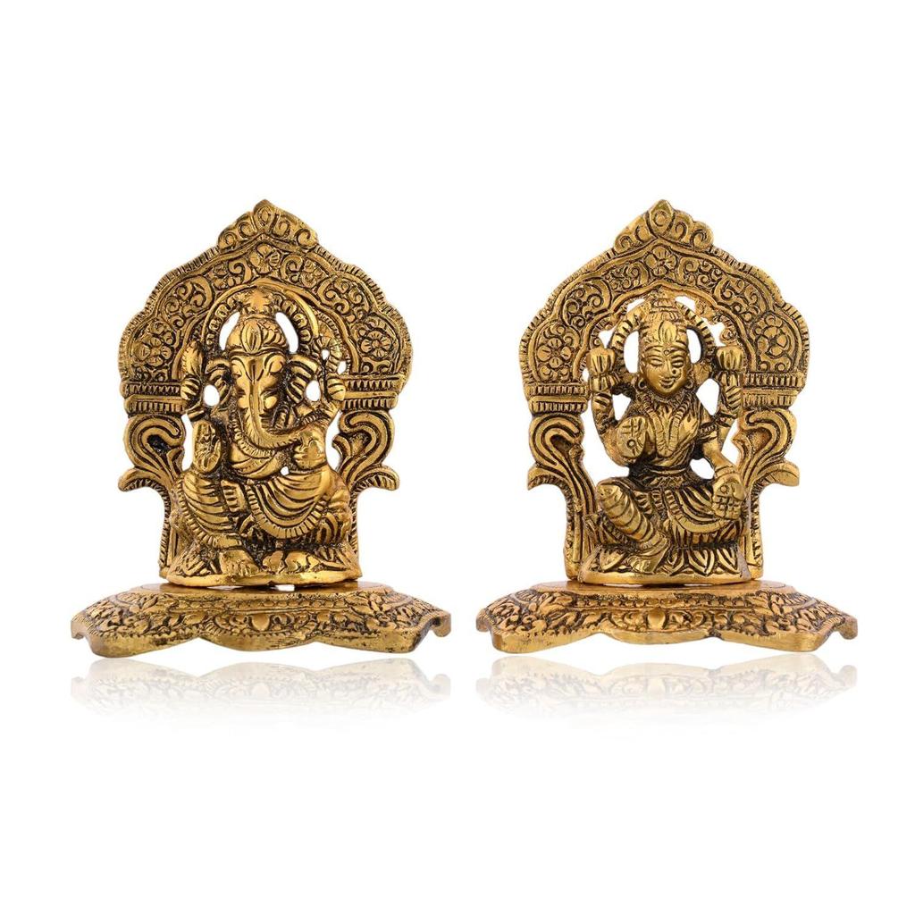Metal Laxmi Lakshmi Ganesh Gift Items for Cooperate, Anniversary, Wedding Gift, Housewarming with Velvet Box Packing (Set of 1)