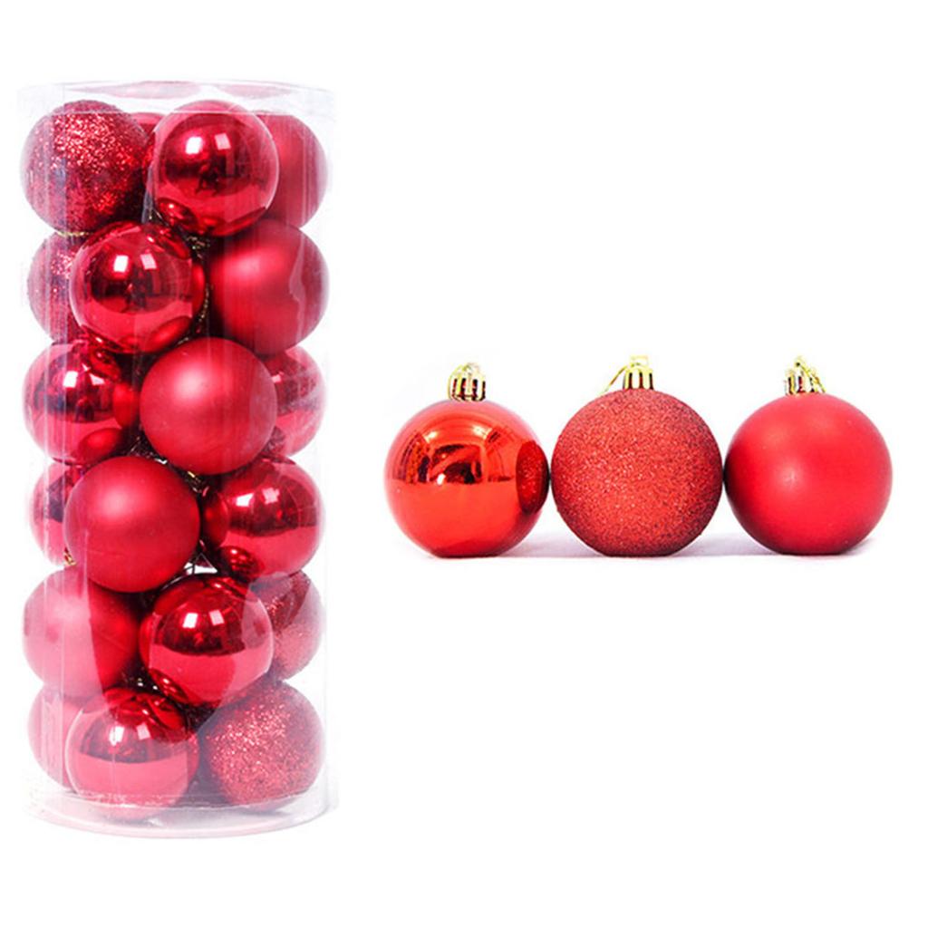 Decorative Christmas Tree Pendants 24pcs/box Glitter Powder Ball Pendant Ornament Christmas Baubles Balls Ornaments Gift