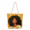 Multifunctional Black Girl Printed Thick Rope Shoulder Beach Bag 7573