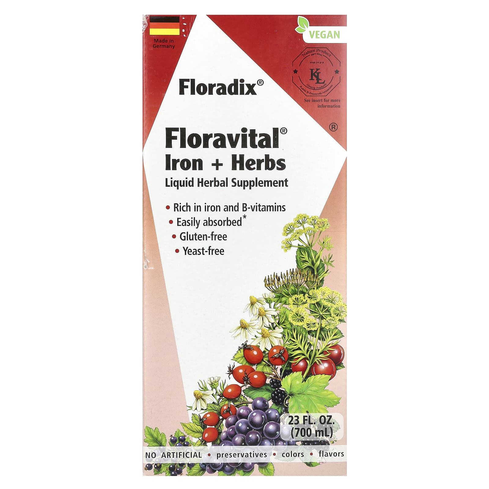 

Floradix, Floradix, Floravital Iron + Herbs, 23 рідких унцій (700 мл)