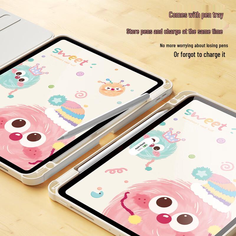 QBOSS Cartoon Rotating iPad Case with Pen Slot