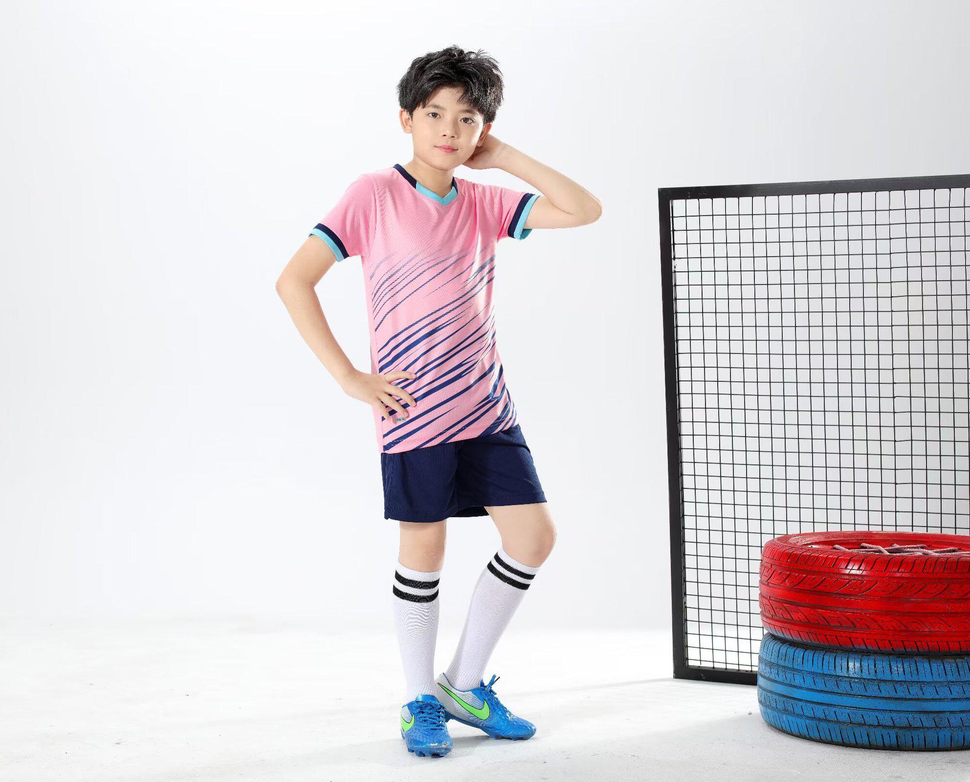Kids  Quick-Dry Soccer Kit - Unisex Short Sleeve Team Uniform with Printing for Training  Matches 2XS