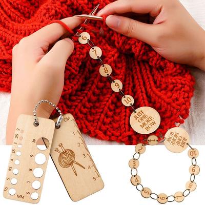 Pendentifs Jauge Règle à Tricoter en Bois Marqueur de Maille Tricot Crochet Outils Accessoires de Tricot