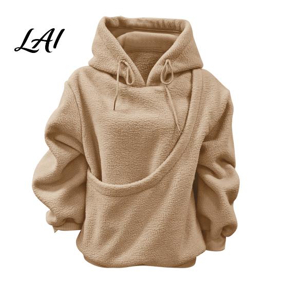 Pet Pouch Hoodie Women Sling Hoodie Oversized Hooded Sweatshirt with Kangaroo Animal Holder Top Pouch Dog Cat Fleece Pullover