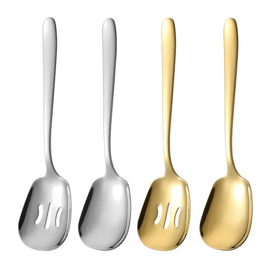 Stainless Steel Soup Spoon Kitchen Flatware Spoon Large Head Serving Ladle for Restaurant Cafeteria Buffet Home