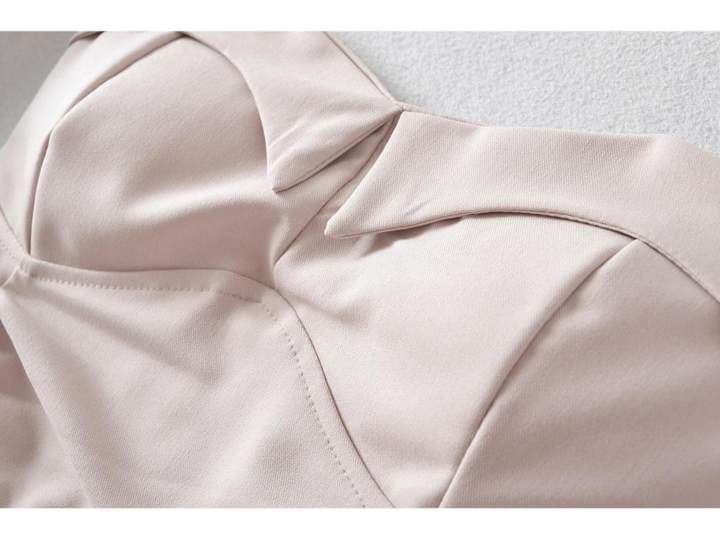 American Pure Style Strapless Shirred Pleated Slim-Fit Dress for Women