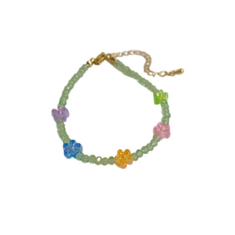 Colorful Dopamine Flower Crystal Beaded Bracelet - Versatile, Fashionable, and Fresh Literary Hand Jewelry.