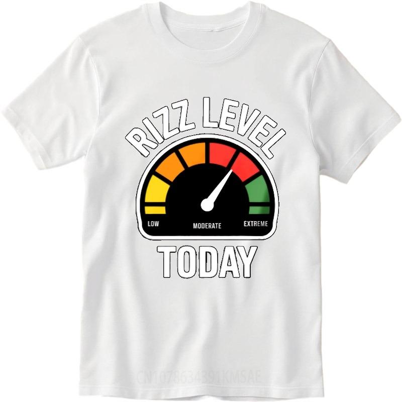 Mens Unisex Comfort Tshirt Plus Size Summer For Her T Shirt Rizz Level Gauge Today Short Sleeve Travel O Neck Tee Shirt