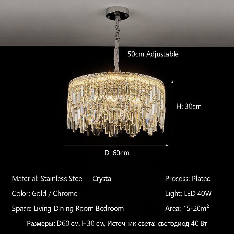 Luxury Nordic Lustre Crystal LED Chandelier Indoor Ceiling Pendant Light Villa Living Dining Room Bedroom Hanging Decor Lighting