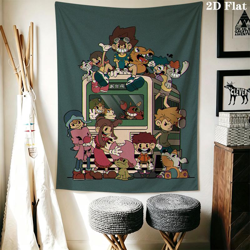 Digimon Adventure-inspired Pattern Home Decor Tapestry, Wall Hanging, Decorative RV Wall Cloth.XGT0914501