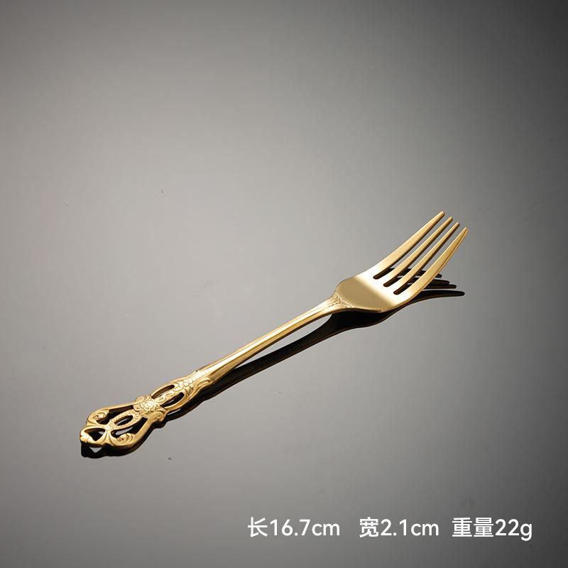 Stainless steel Royal Court series Western food knife, fork and spoon Hollow handle Golden gift 5-piece set Main meal spoon