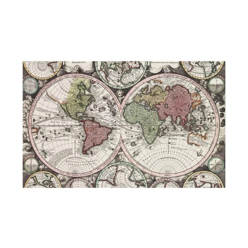 Vintage World Map Double Hemisphere Antique Canvas Wall Art Poster Prints for Living Room Decor Office Study Hanging Aesthetic Map