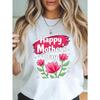 Women's Mother's Day Floral T-Shirt Pink Rose Print Crew Neck Short Sleeve Casual Top for Mom