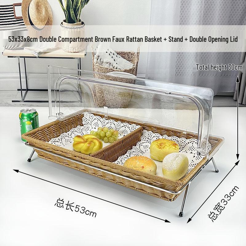 Imitation Rattan Food Display Basket with Lid