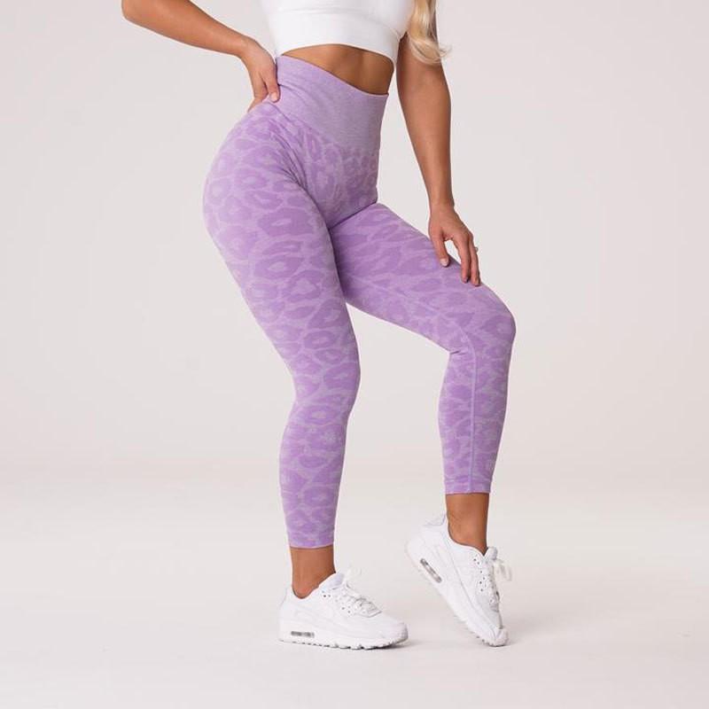 Womens Snowflake Leopard Print Seamless Yoga Pants High Waisted 9 Length Athletic Leggings