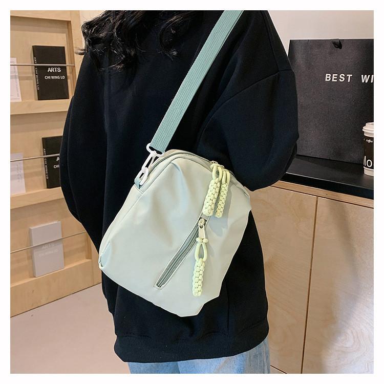 2024 New Women's Chest Bag Summer Small Fresh Casual Nylon Canvas Bag Street Fashion Cute Girl Minimal Crossbody Bag White Green Purple Black