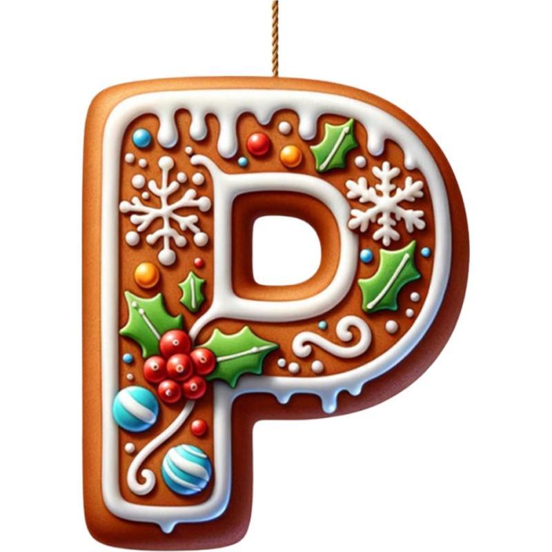 Acrylic A to Z Letters Ornaments, 26 Letter Creative Christmas Tree Decoration Pendant, Hanging 2D Flat Alphabet Letters Decor