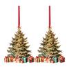 Wooden Christmas Tree Ornament 2D Flat Tree Shaped Hanging Decoration with Gift Boxes for Holiday Xmas Tree Home Party Decor