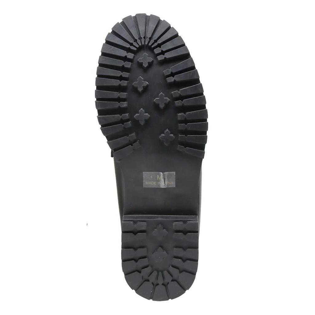 Mocasini cu monede pentru pistă rotundă joasă PU sintetic pantof japonez [Liberty Doll] Femei, Talpă, Vârf, Toc, Toc de 2,5 cm, Piele, Piele, Email, Negru,