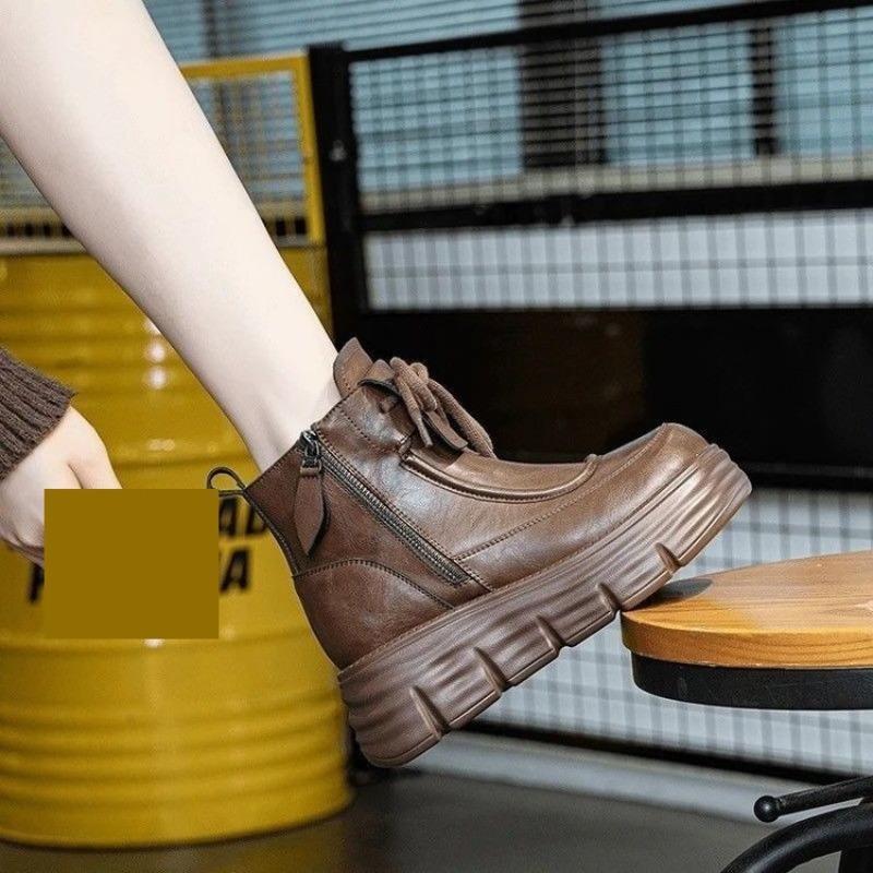 Thick-fur-lined Soft Leather Boots for Women, Short Boots, New Style Women's Shoes, High-top Cotton Boots