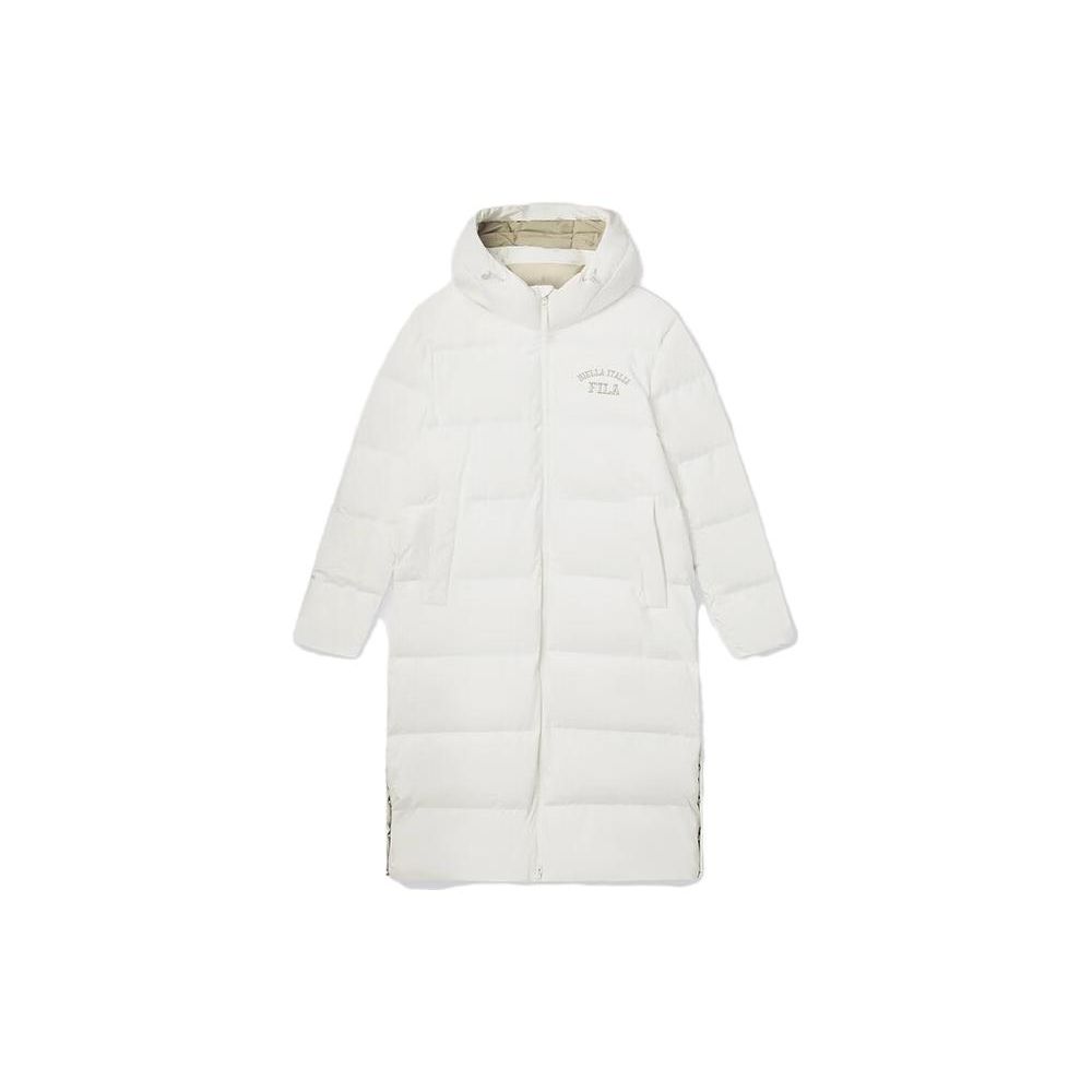 Fila Letter Print Hooded Long Pants Down Jacket Unisex Outerwear Milk-White F51U349902F-IV