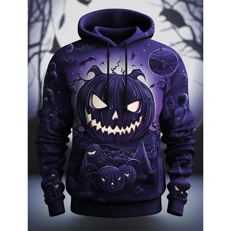 Felpa con cappuccio viola zucca di Halloween pullover stampa pattern coppia uomo donna carnevale di Halloween festa costume casual quotidiano