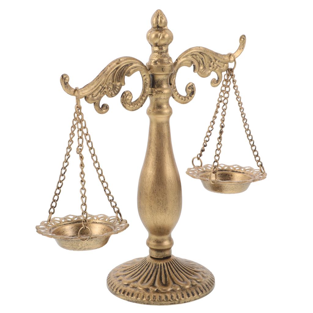 Balance Scale Libra Decor Vintage Metal Libra Jewelry Display Retro Iron Balance Justice Scale Sculpture Ornament For Office