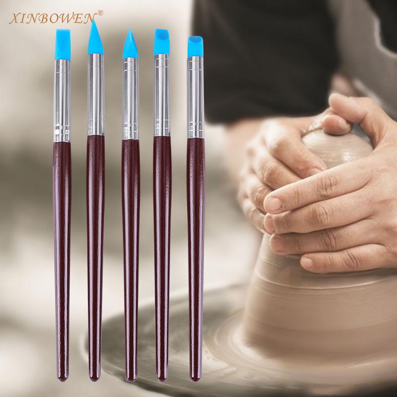 5-Piece Soft Tip Silicone Pottery Clay Tools Set for Mark and Fingerprint Removal