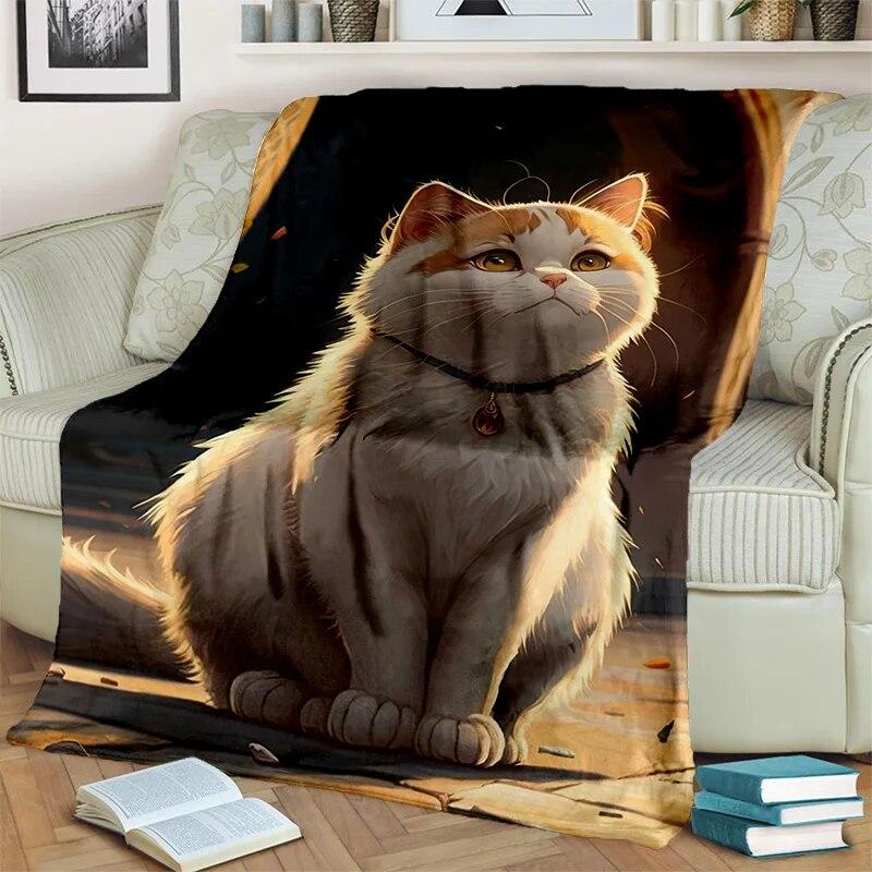 Roztomilá kočka kaliko, kočka Garfield, perská kočka, kreslená deka Ragdoll, měkká deka pro domácí ložnici přikrývka na pohovku pro děti