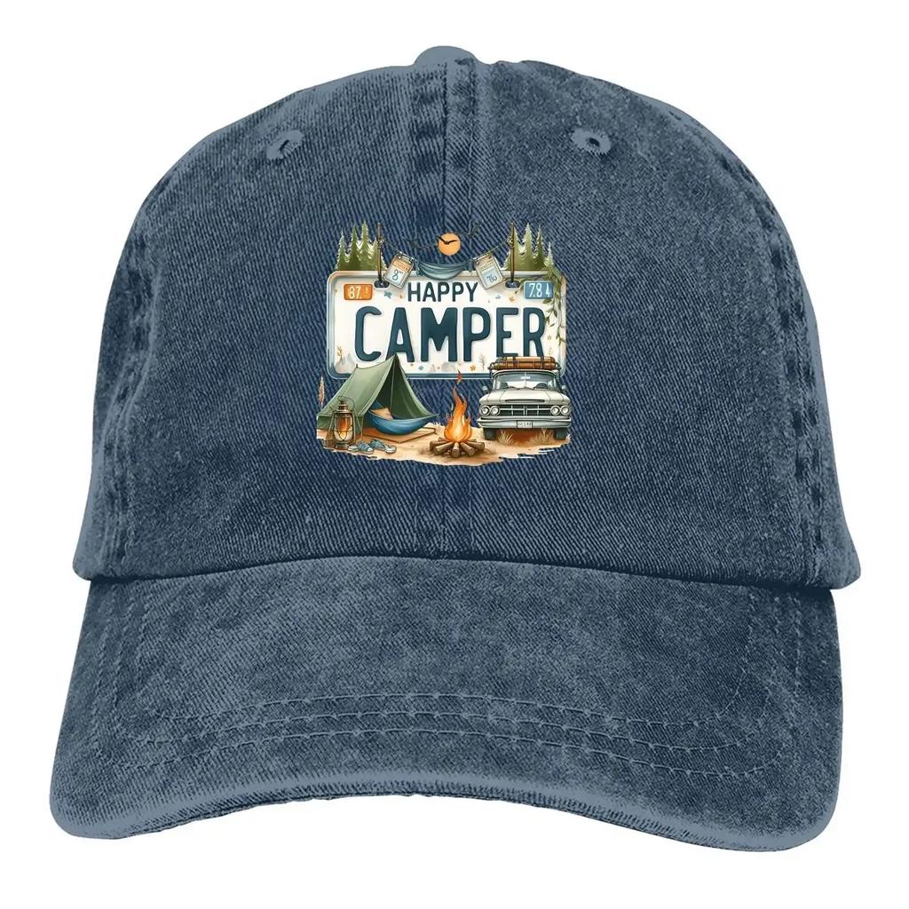 Happy Camper Baseball Cap Unisex Hats Women Visor Protection Snapback Camper Camping Caps