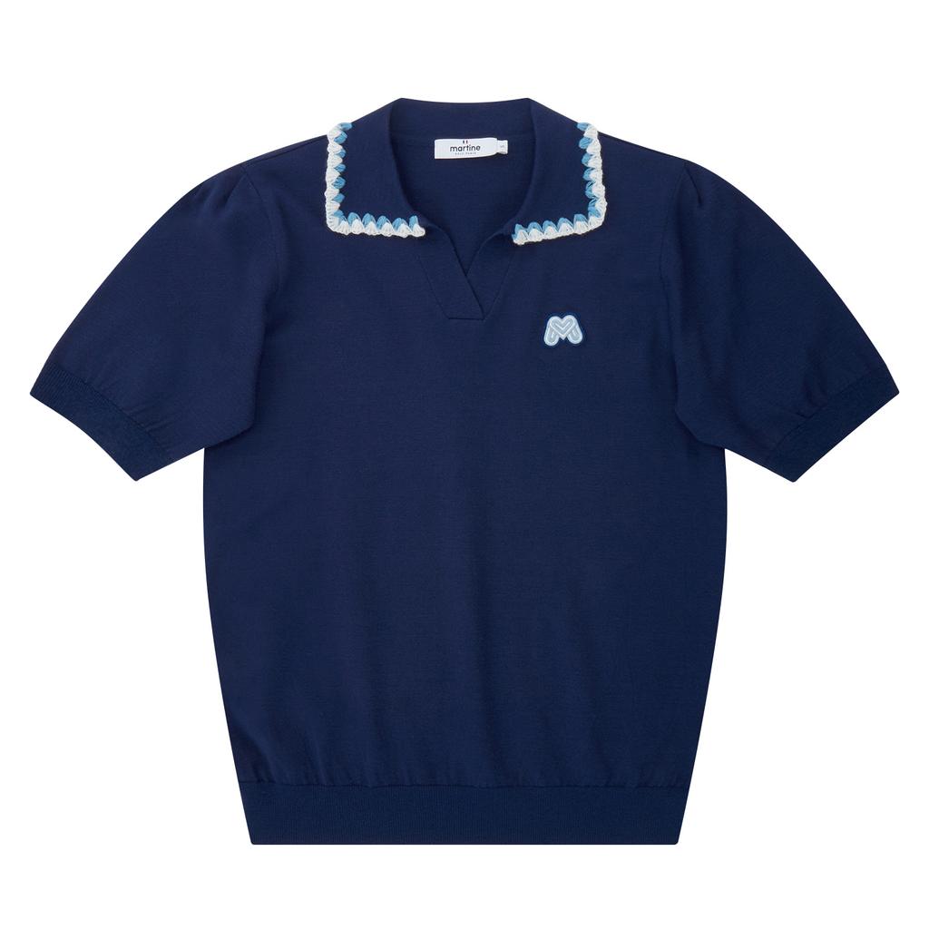 MARTINE GOLF V-Neck Collar Sweater_Navy
