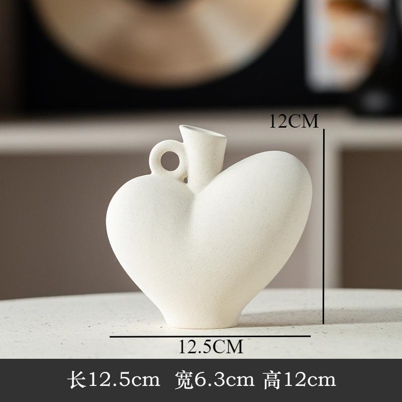 

Love Shaped Ceramic Vase Artistic Flower Vessels Ornament Flower Arrangement Small Mouthed Hydroponic Vase Decorative Vases