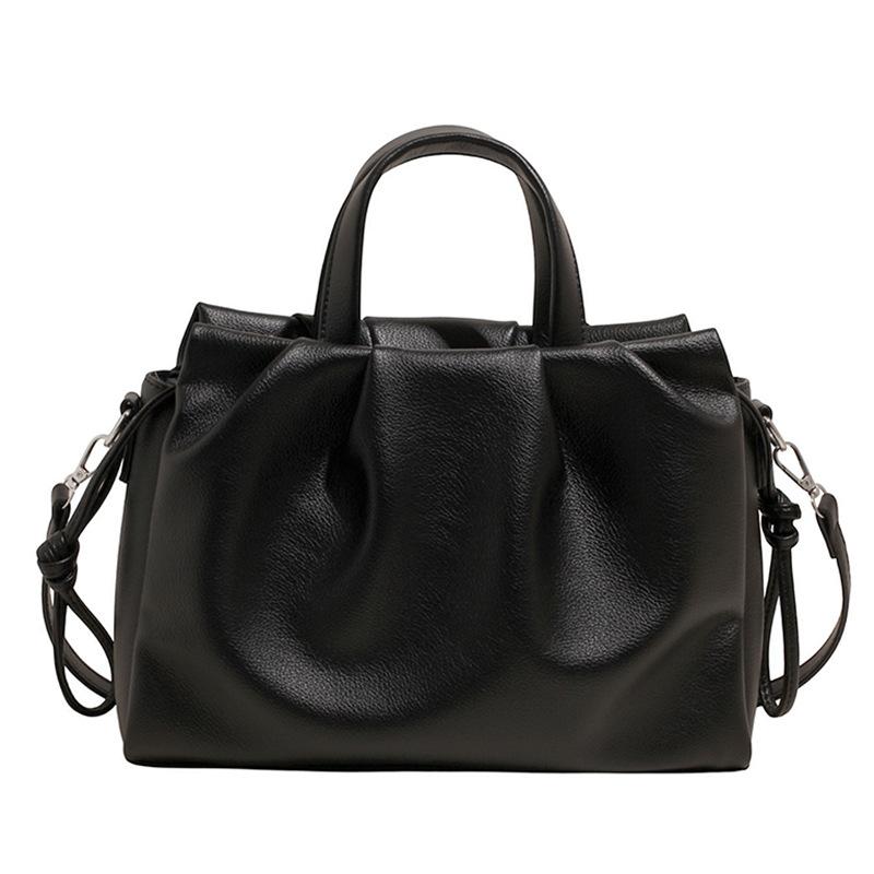 

Вместительная плиссированная сумка-облако женская осенняя новая модная простая дорожная сумка-мессенджер чёрный