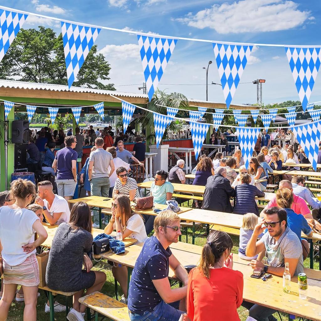 CHRORINE 99 Feet Oktoberfest Pennant Banner Bavarian Bunting Flags, Oktoberfest Decorations Party Supplies, German Party, October Festival