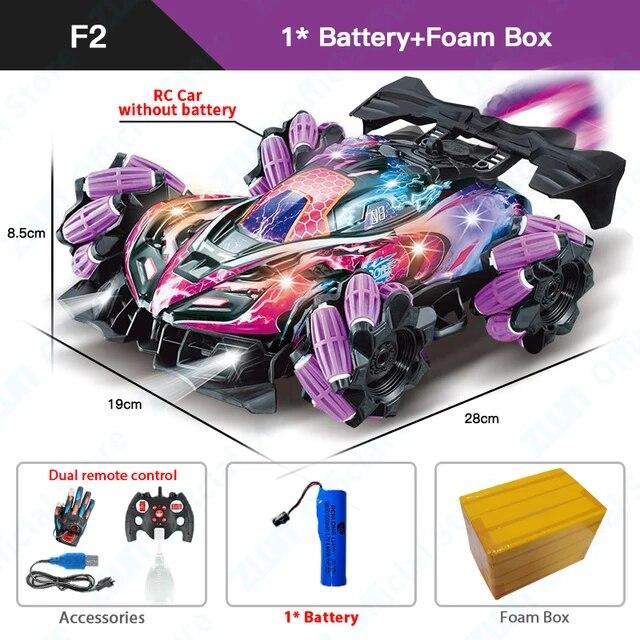 New RC Drift Car With Music Led Lights 2.4G Glove Gesture Radio Remote Control Spray Stunt Cars 4WD Electric Children Toys Gift