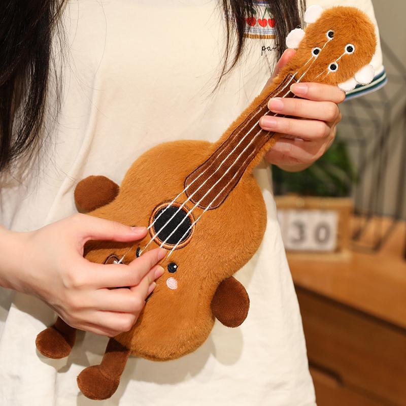 New Musical Instrument Doll Piano Pipa Pillow Cushion Brown Guitar Drum Plush Toy Cute  Kawaii Birthday Gift Children Home Decor