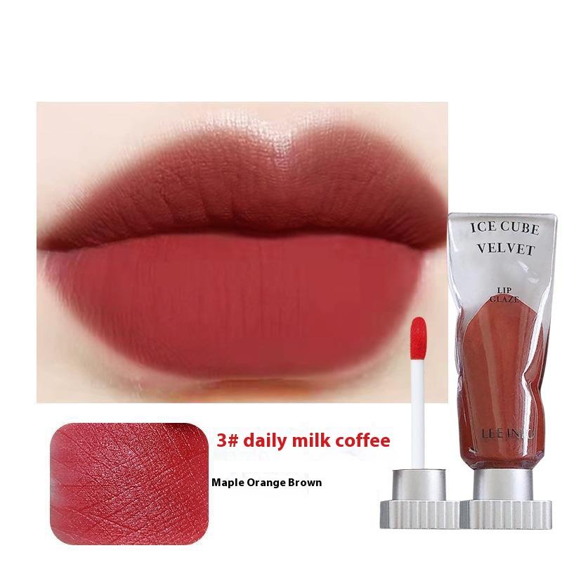 Transparent Pigment Ice Velvet Lip Glaze Matte Lipstick Long-Lasting Pure Color Non-Stick Cup Formula