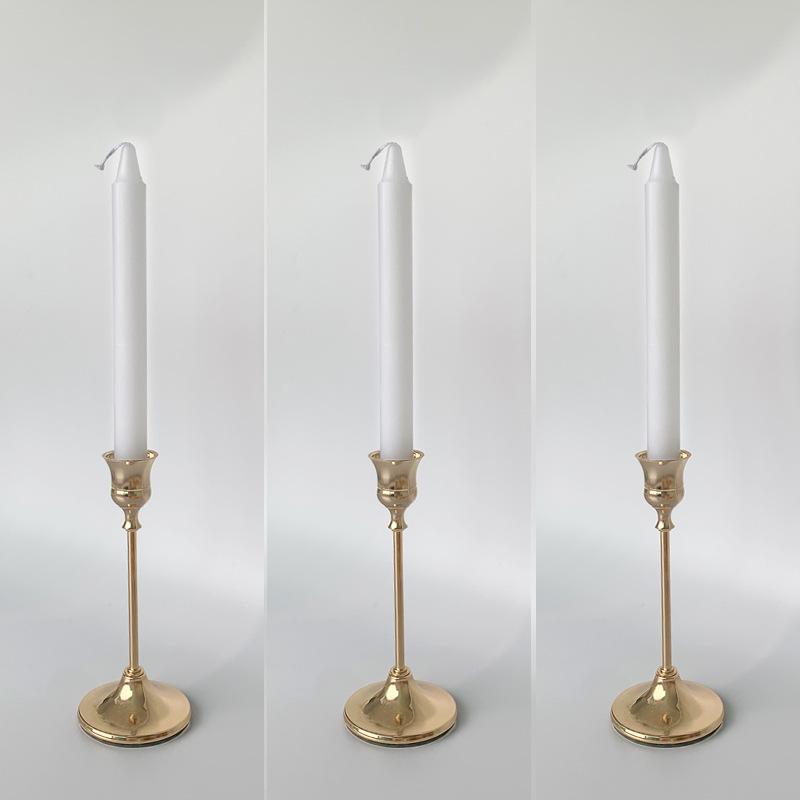 Europejski Złoty Świecznik z Kutego Żelaza - Luksusowy Romantyczny Dekor na Kolację przy Świecach