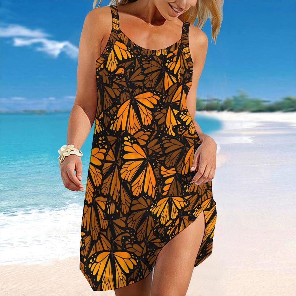 Women's Beach Dress Mini Dress Colored Drawing Print Casual Modern Dress Sleeveless Loose Fit Outdoor Daily Summer
