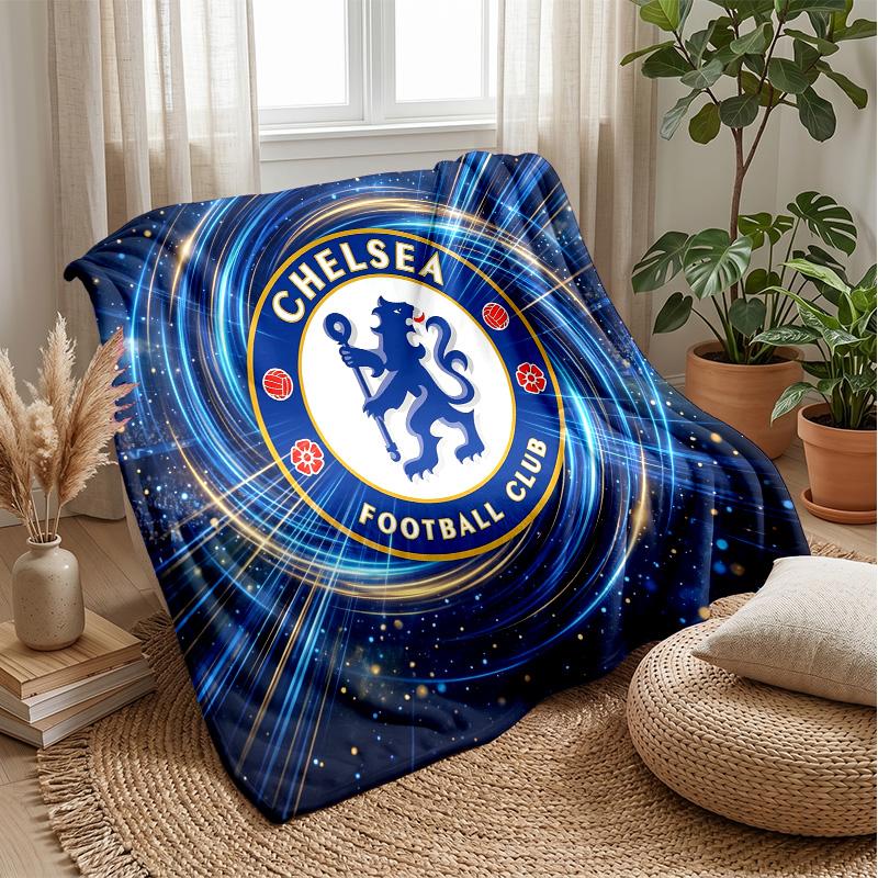 Chelsea FC Theme Blanket Soft Flannel Blanket Plush Throw Blanket Cozy Sofa Bed Blanket for Home Decor