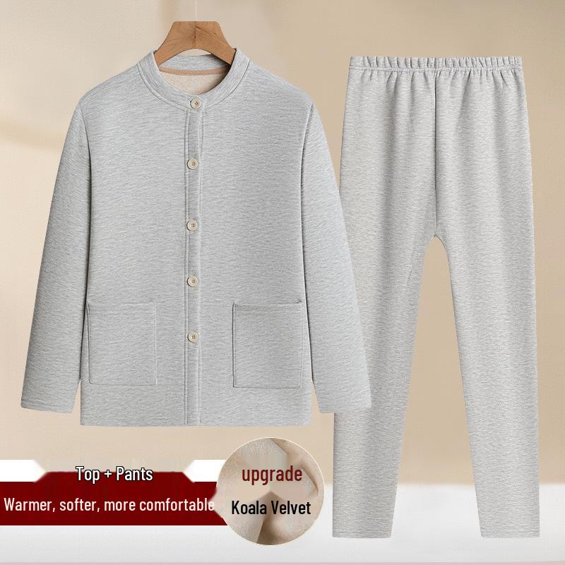 Fleece-Lined Thickened Women's Autumn & Winter Outfit Set for Middle-Aged and Elderly