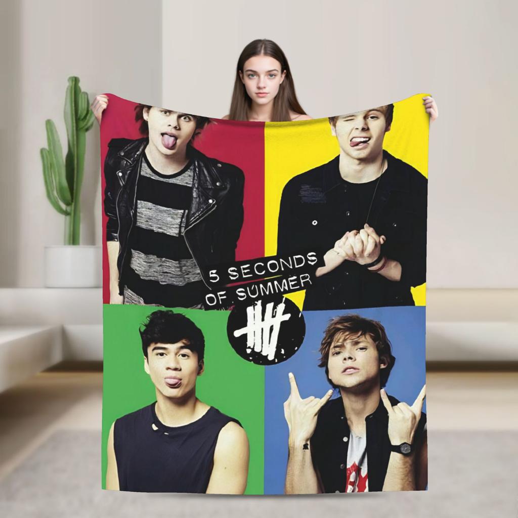 Michael Clifford 5 Second Blanket  Soft Novelty Plush Bedding Throws For Couch Chair Camping Flannel Bedspread Bed Cover
