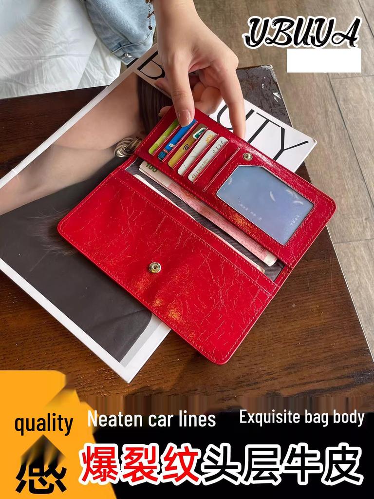 Women's Genuine Leather Long Wallet 2025 - Card Holder, Trendy, High-End, Practical Design