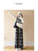 Women's Plaid Velvet-Lined Wide-Leg Pants - Autumn/Winter 2025 Retro Style