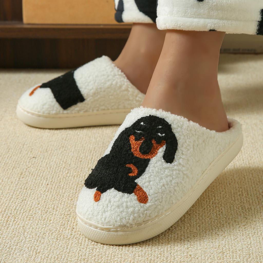 Cartoon Cute and Interesting Dachshund Dog Women Slippers Indoor Warm Comfort Lightweight Bedroom Concise Winter Cotton Shoes