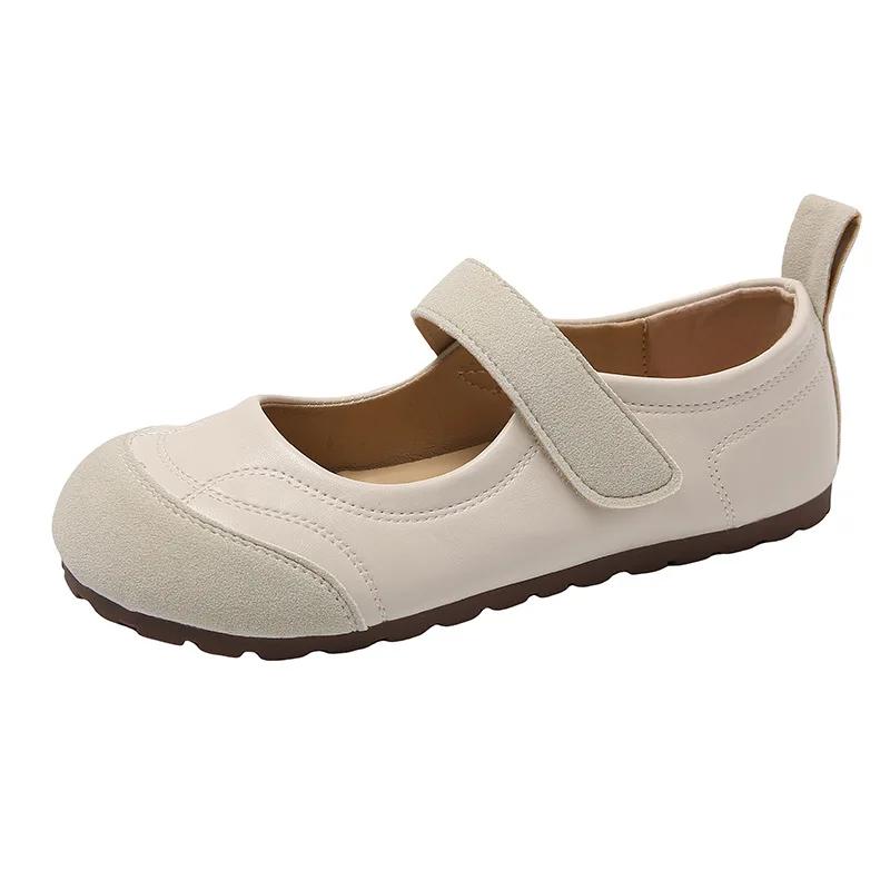 Fashion 2024 Spring Women's Flat Shoes Korean Style Mary Jane Ladies' Casual Leather Flat Boat Shoes Loafers Work and Party Wear 35-43