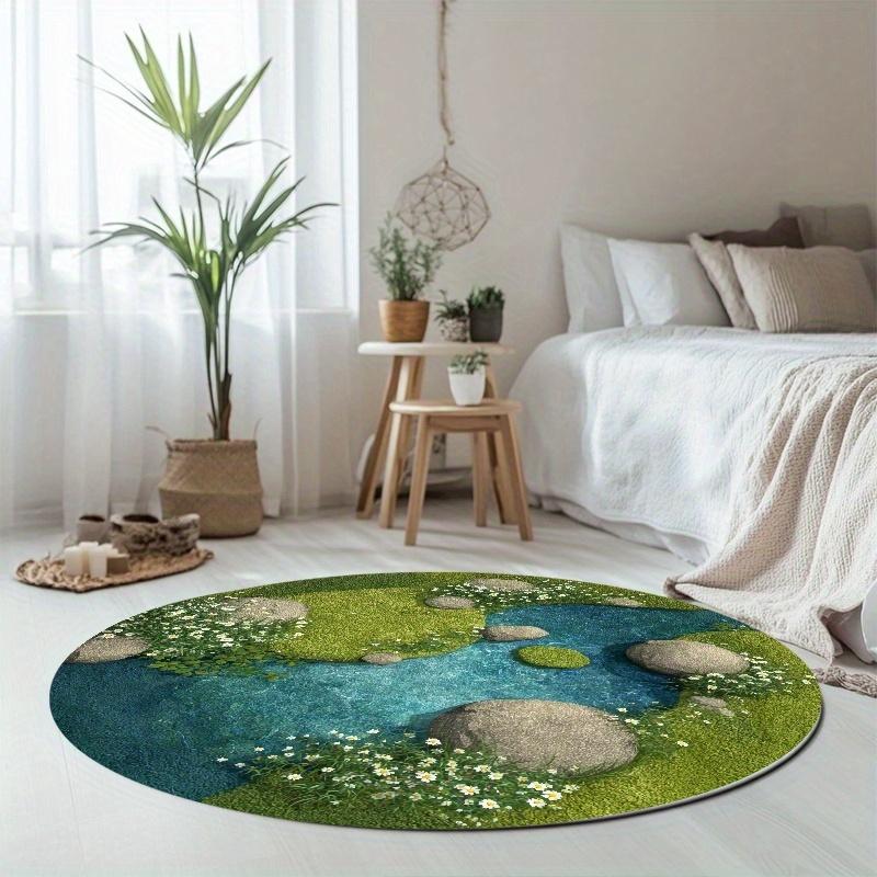Product: Round Carpet,Velvet Material,Universal Floor Mat for Living Room/Bathroom/Bedroom/Outdoor/Camping/Picnic/Yoga,Minimalist Des