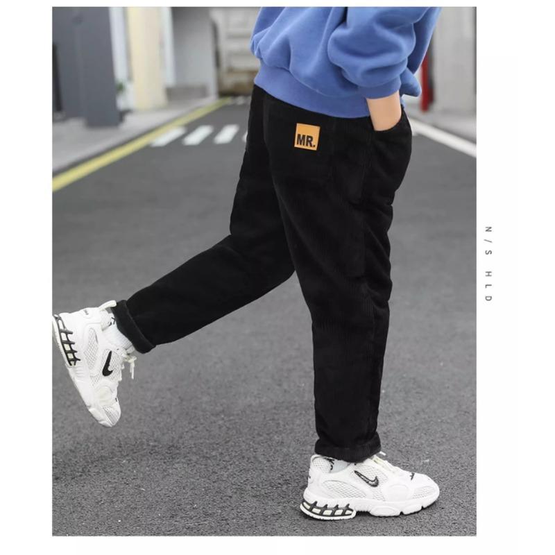 Boys Casual Fleece Lined Corduroy Long Pants Big Kids Children Trousers